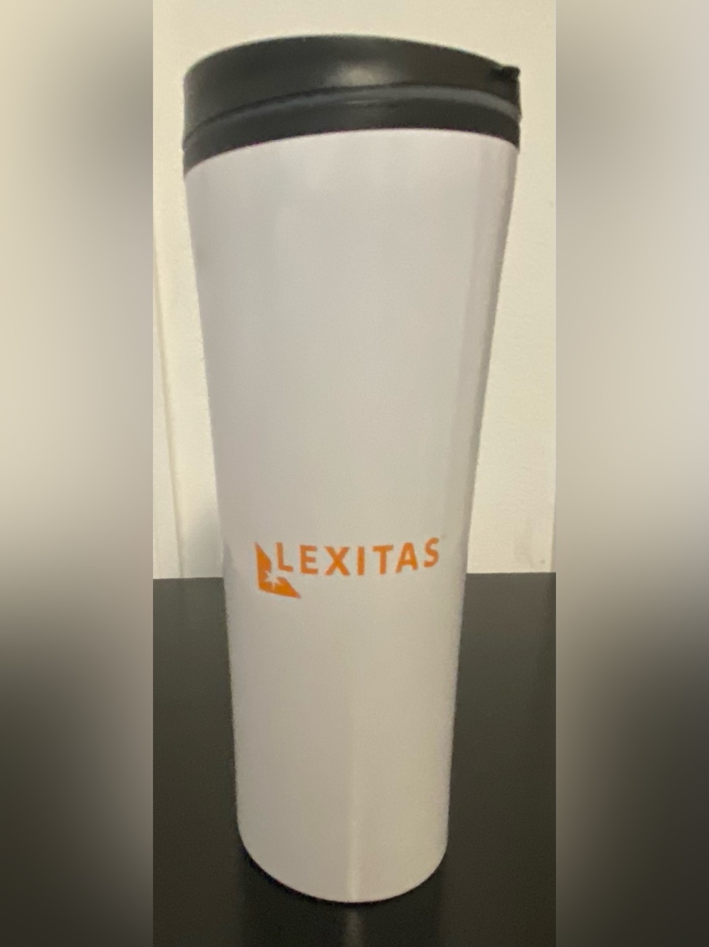 White Travel Tumbler with Orange Logo